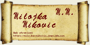 Milojka Miković vizit kartica